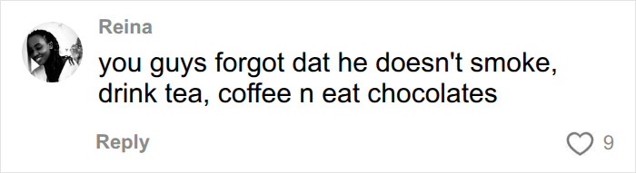 A comment mentioning avoiding smoke, tea, coffee, and chocolates for white teeth. A comment mentioning avoiding smoke, tea, coffee, and chocolates for white teeth.