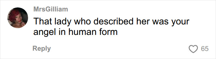 A comment praising the lady who described the woman who took the bride-to-be's wallet mid-flight. A comment praising the lady who described the woman who took the bride-to-be's wallet mid-flight.