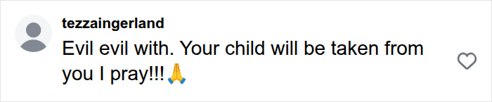 A comment praying for Bonnie Blue's child to be taken away, reacting to the grotesque baby shower. A comment praying for Bonnie Blue's child to be taken away, reacting to the grotesque baby shower.