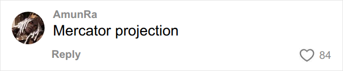 A comment about the Mercator projection related to the actual scale of continents.