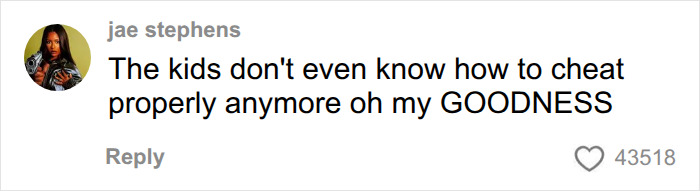 A comment on social media about students using AI on final exams.