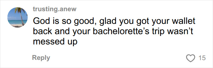 A social media user comments on the bride-to-be confronting woman mid-flight after wallet goes missing. A social media user comments on the bride-to-be confronting woman mid-flight after wallet goes missing.