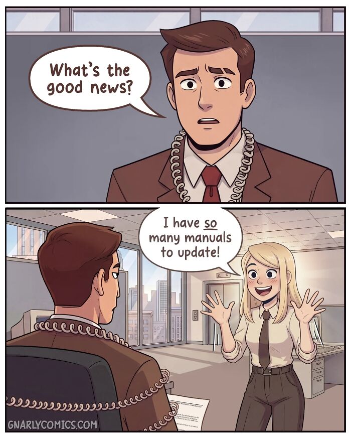 A comic from Victor Gnarly's Yesterday's Papers showing an office scene from April 22nd, 1996. Nostalgic comics.