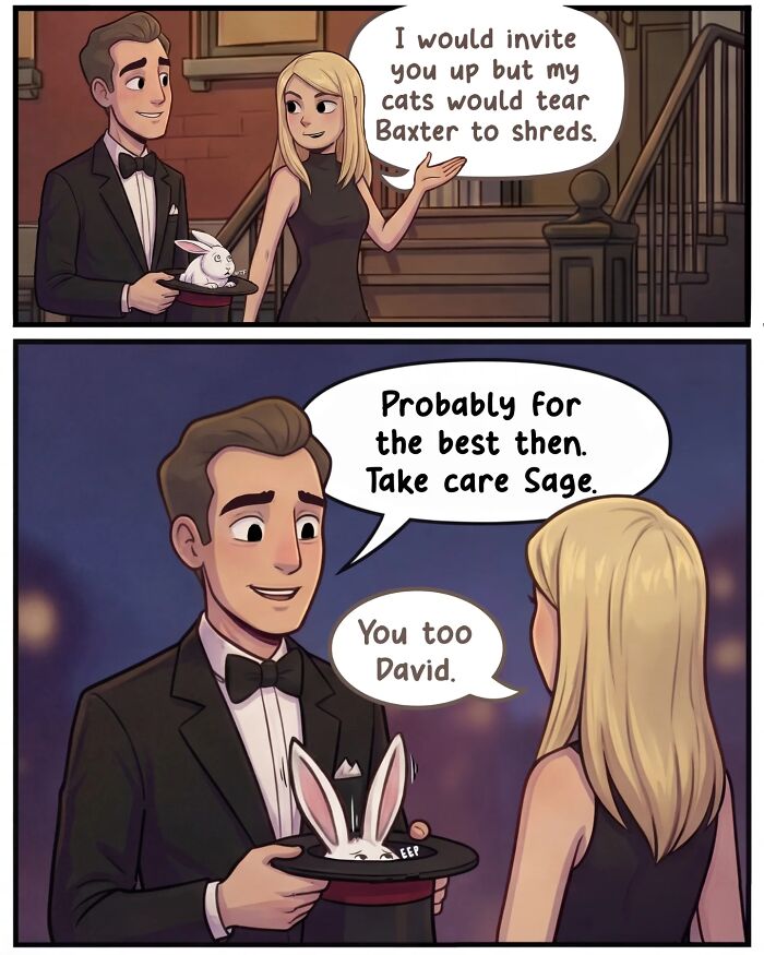 A nostalgic comic shows life before smartphones, with a woman in an office discussing a date, then on a romantic walk with a man.