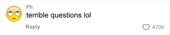 A humorous emoji and comment about terrible questions regarding the Empire State Building daredevil case.