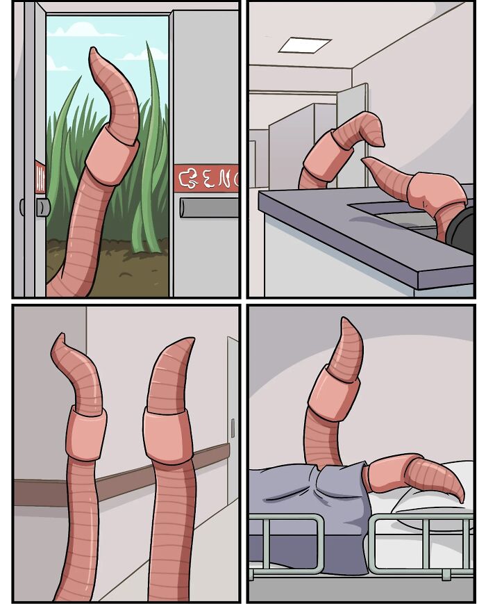 A comic from Victor Gnarly's Yesterday's Papers depicting two worms in grass having a conversation. Nostalgic comics.