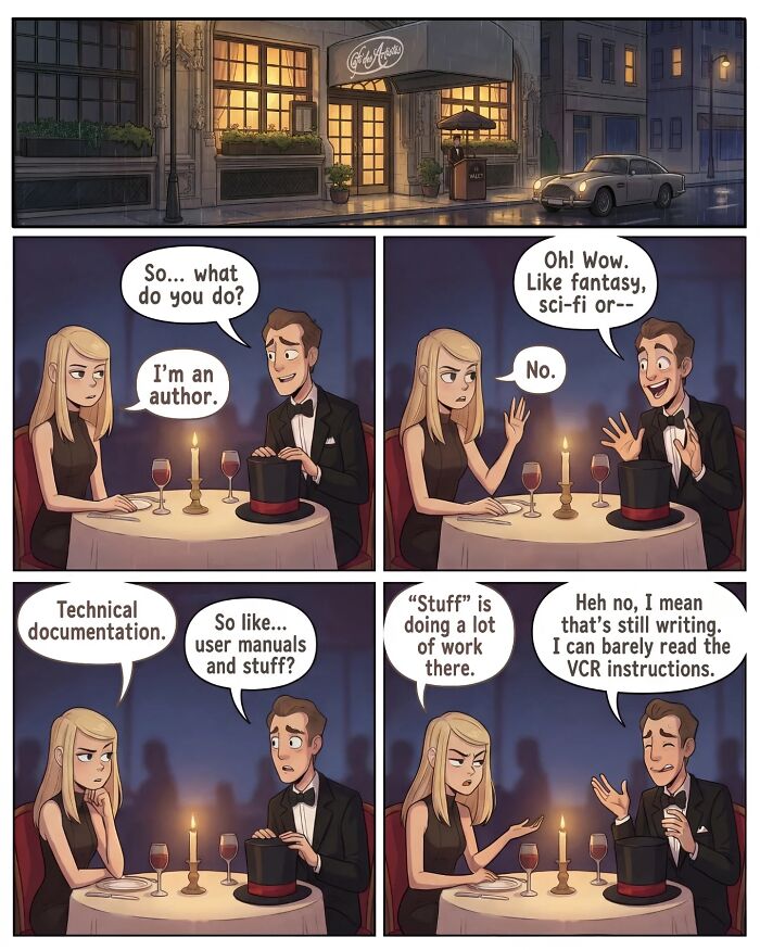 A nostalgic comic captures life before smartphones, with a man finding a woman asleep at her computer in an office cubicle.