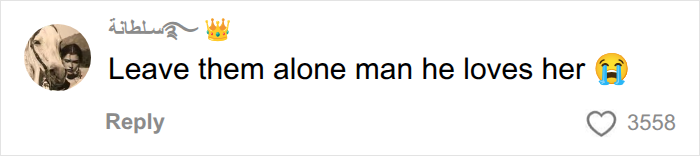 A comment defending the Empire State Building daredevils, saying 'Leave them alone man he loves her'.