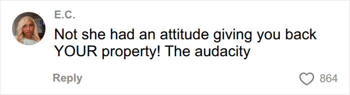 A comment from E.C. criticizing the woman's attitude when returning the bride-to-be's wallet mid-flight. A comment from E.C. criticizing the woman's attitude when returning the bride-to-be's wallet mid-flight.
