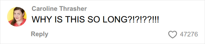 A comment reacting to the man's unhinged voice memo after one date, asking WHY IS THIS SO LONG?!?!?! A comment reacting to the man's unhinged voice memo after one date, asking WHY IS THIS SO LONG?!?!?!