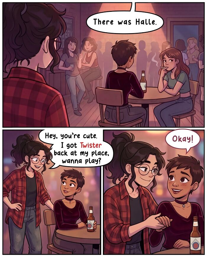 A nostalgic comic illustrates life before smartphones, with a man approaching a woman in an office hallway for a private word.