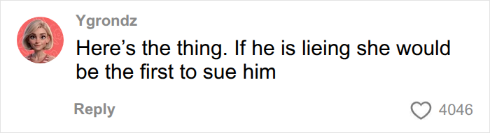 A comment from Ygrondz, stating that Collin Gosselin's mom would sue him if he was lying in his public battle.
