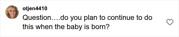 A social media comment asking about continuing the baby shower activities when the baby is born. A social media comment asking about continuing the baby shower activities when the baby is born.