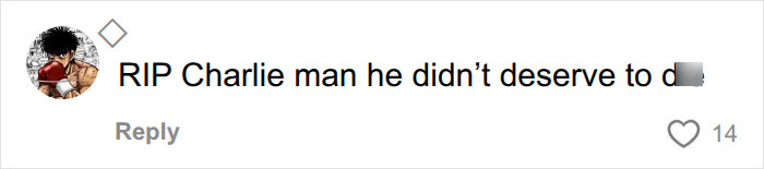 A comment section with a user commenting RIP Charlie man he didn't deserve to d... in response to the Tyler Robinson and Lance Twiggs police interview. A comment section with a user commenting RIP Charlie man he didn't deserve to d... in response to the Tyler Robinson and Lance Twiggs police interview.