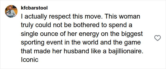 Screenshot of an Instagram comment respecting Victoria Beckham's energy, after David Beckham defended her from World Cup mockery. Screenshot of an Instagram comment respecting Victoria Beckham's energy, after David Beckham defended her from World Cup mockery.
