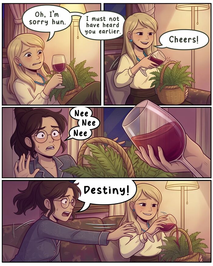 A comic of two women discussing childhood memories, capturing life before smartphones with nostalgic comics by Victor Gnarly.