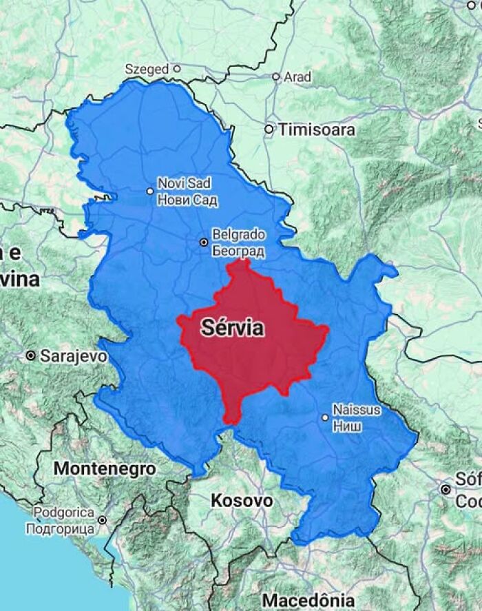 A brilliant map comparing the size of Serbia to Kosovo, highlighting geography differences.