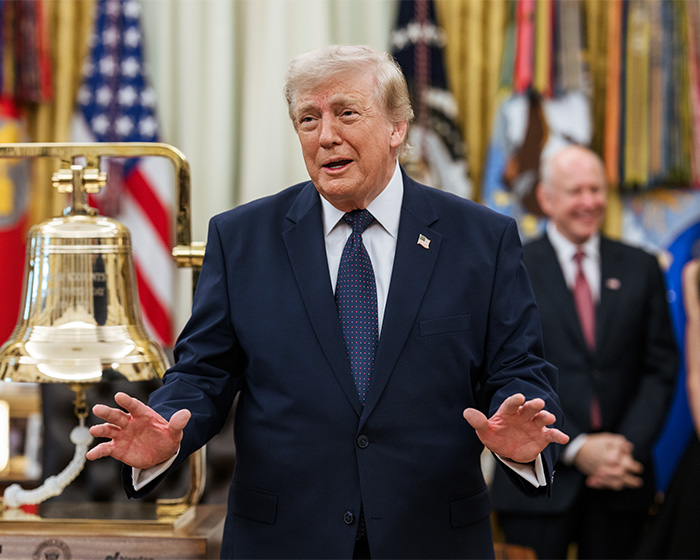 Donald Trump gestures, speaking about the NATO family photo snub. Donald Trump gestures, speaking about the NATO family photo snub.