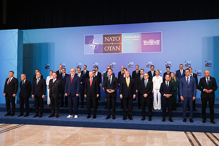 World leaders at the NATO summit, with Donald Trump's controversial family photo snub. World leaders at the NATO summit, with Donald Trump's controversial family photo snub.