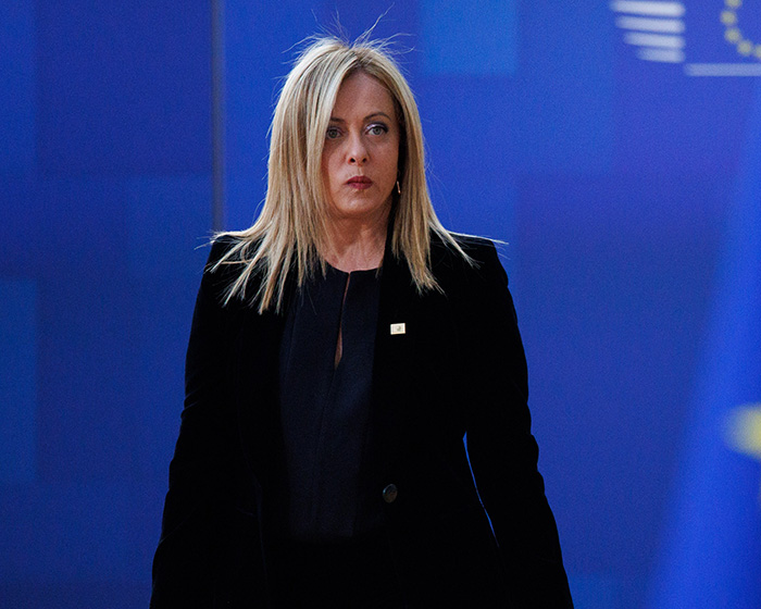 Italian PM Giorgia Meloni reacts to the Trump NATO family photo snub. Italian PM Giorgia Meloni reacts to the Trump NATO family photo snub.