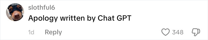A comment suggesting the 18-year-old attacker's apology was written by Chat GPT.