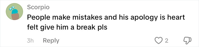 A social media comment suggests giving the 18-year-old attacker a break due to a heartfelt apology before prison sentence.