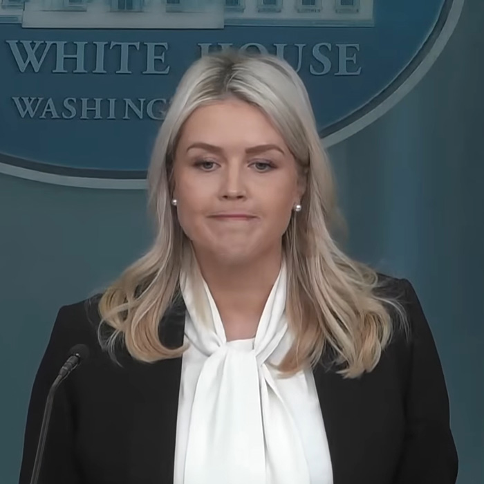 Karoline Leavitt at White House podium during her marriage under fire controversy.
