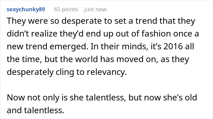 Screenshot of an online comment discussing Kim Kardashian and the SKIMS campaign, criticizing relevancy and talent.