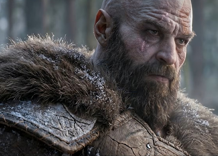 Close-up of a serious male character with a beard and fur attire, relevant to Amazon dropping a lead actor. Close-up of a serious male character with a beard and fur attire, relevant to Amazon dropping a lead actor.