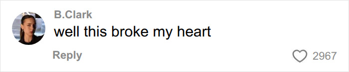 A comment from B.Clark saying 'well this broke my heart' with 2967 likes. A comment from B.Clark saying 'well this broke my heart' with 2967 likes.