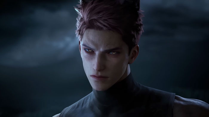 Close-up of a Love and Deepspace RPG character with red hair and piercing eyes, a canceled love interest. Close-up of a Love and Deepspace RPG character with red hair and piercing eyes, a canceled love interest.