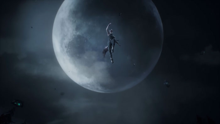 A character from the Chinese RPG Love and Deepspace jumping in front of a full moon, illustrating the game's setting. A character from the Chinese RPG Love and Deepspace jumping in front of a full moon, illustrating the game's setting.