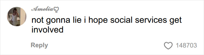A comment hoping for social services involvement after Bonnie Blue's baby-themed stunt.
