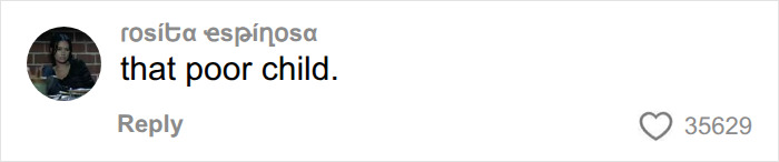 Screenshot of a comment from rosita espinosa reading, that poor child, related to Bonnie Blue's baby-themed stunt.