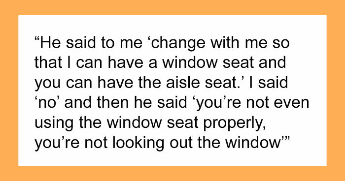 Man Tries To Steal A Child’s Window Seat On A Flight, Refuses To Move Until A Flight Attendant Steps In