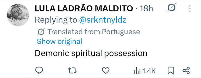 Twitter comment describing a medical student's actions as demonic spiritual possession in a revenge plot.