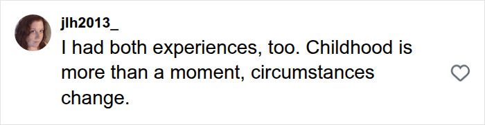 A social media comment from @jlh2013 on Meghan Markle's alleged lies, stating that childhood experiences and circumstances change. A social media comment from @jlh2013 on Meghan Markle's alleged lies, stating that childhood experiences and circumstances change.