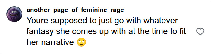A social media comment from another_page_of_feminine_rage about Meghan Markle alleged lies regarding her upbringing. A social media comment from another_page_of_feminine_rage about Meghan Markle alleged lies regarding her upbringing.