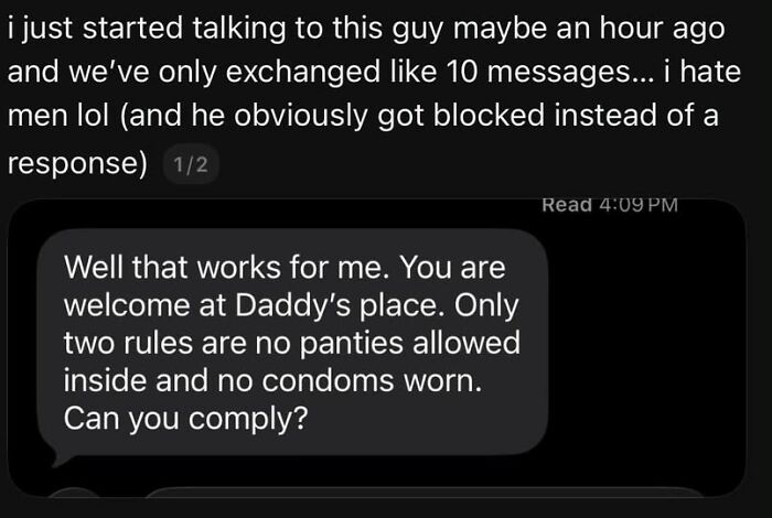 A phone screen showing a text message with funny examples of a guy who thinks highly of himself.