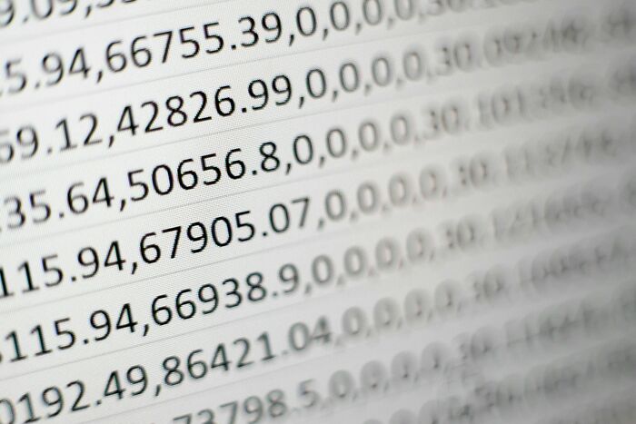 Rows of numbers on a spreadsheet, hinting at data that may reveal an internet unsolved mystery.