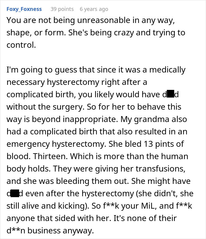 Woman Hides Hysterectomy From MIL For 18 Months, All Hell Breaks Loose When She Finally Finds Out Woman Hides Hysterectomy From MIL For 18 Months, All Hell Breaks Loose When She Finally Finds Out