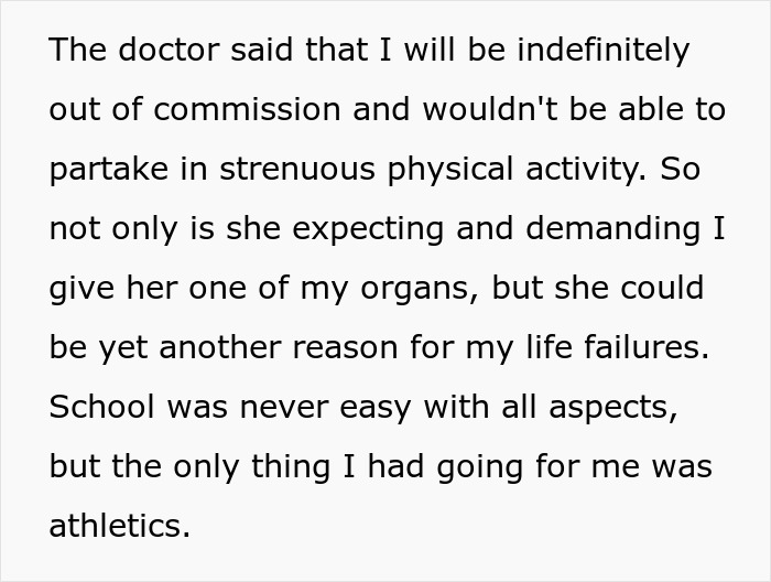 Screenshot of text discussing how donating his lung would end the teen's dream of college basketball. Screenshot of text discussing how donating his lung would end the teen's dream of college basketball.