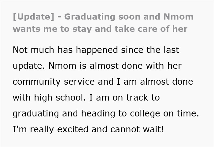 Teen's life is a mess, but he's graduating soon and excited for college despite mom wanting him to stay. Teen's life is a mess, but he's graduating soon and excited for college despite mom wanting him to stay.