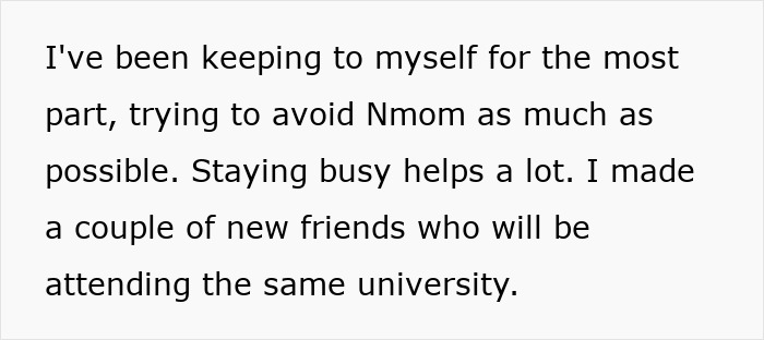 Teen's life is a mess; he's avoiding mom, staying busy, and made new friends for university. Teen's life is a mess; he's avoiding mom, staying busy, and made new friends for university.