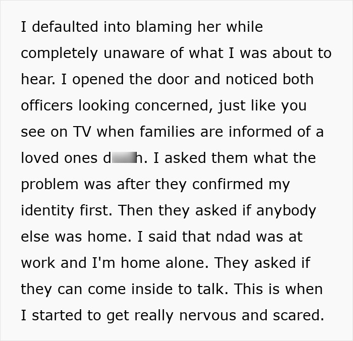 A teen's life is a mess as police officers inform him about his mom's d***h, making him nervous and scared. A teen's life is a mess as police officers inform him about his mom's d***h, making him nervous and scared.