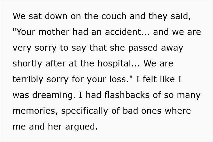 Screenshot of text about a teen's life being a mess after his mother's d***h. Screenshot of text about a teen's life being a mess after his mother's d***h.