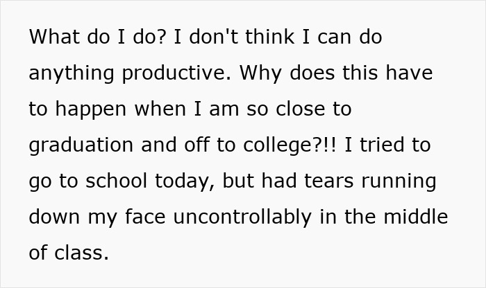A teen is distressed and cries in class, struggling with his mom's nearing end after refusing to donate his lung. A teen is distressed and cries in class, struggling with his mom's nearing end after refusing to donate his lung.