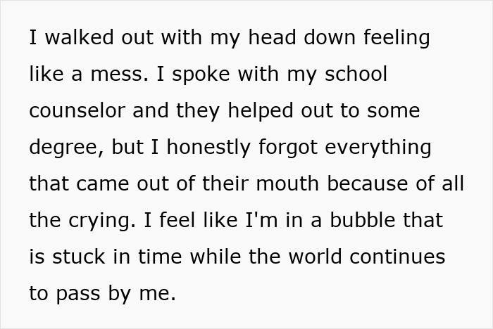 A teen describes feeling like a mess after talking to a school counselor about his mom's approaching end. A teen describes feeling like a mess after talking to a school counselor about his mom's approaching end.