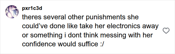 Screenshot of a psychologist's reaction, an Instagram comment suggesting alternative punishments for mistreating classmate. Screenshot of a psychologist's reaction, an Instagram comment suggesting alternative punishments for mistreating classmate.