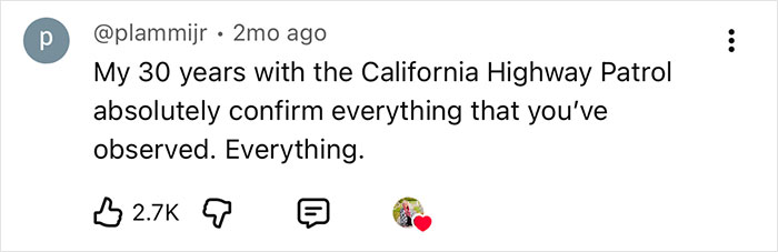 A comment from a California Highway Patrol officer confirming mortician's observations.